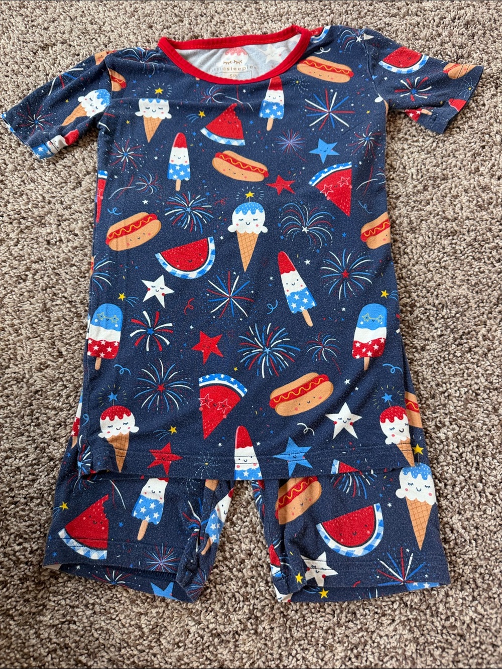 Little Sleepies Navy Blue Red Patriotic Kids Pajama Set
